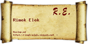 Rimek Elek névjegykártya